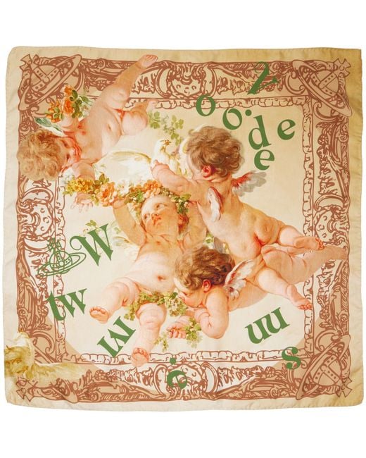 Vivienne Westwood Metallic Spring Cherub Square Scarf