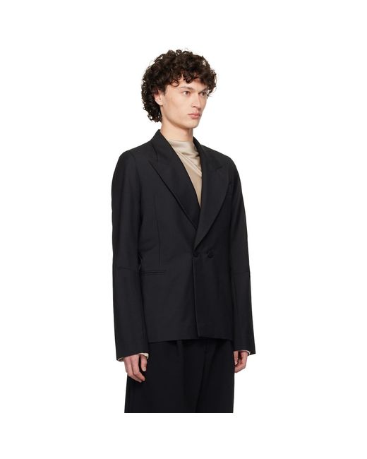 AARON ESH Black D Breasted Wool Blazer for men