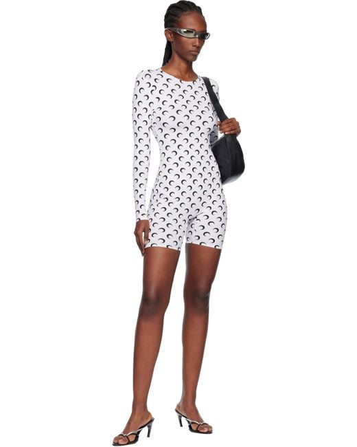 MARINE SERRE Black Recycled Moon Jersey Short Catsuit