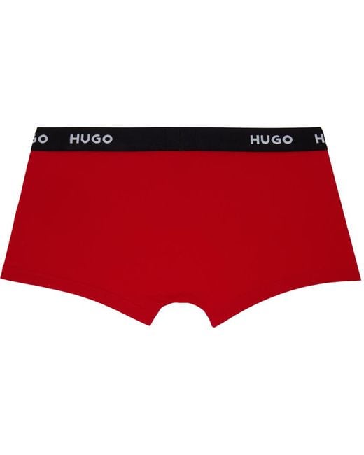 メンズ HUGO マルチカラー ボクサーブリーフ 3枚セット Red
