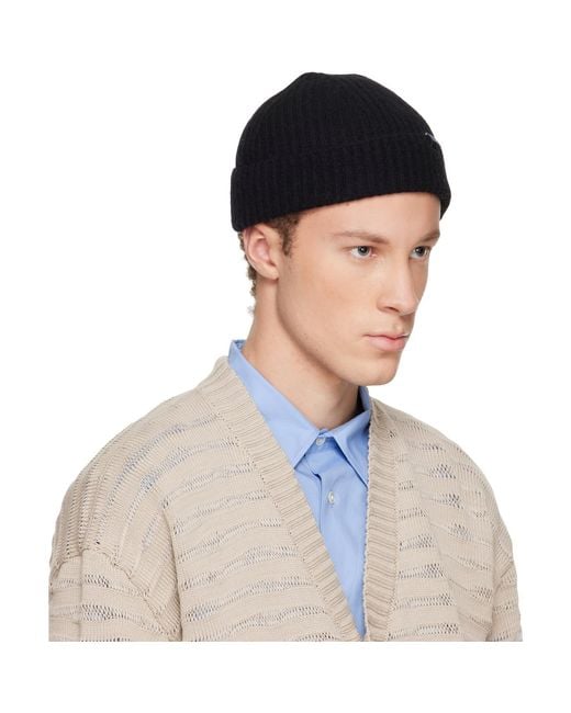 MM6 by Maison Margiela Blue Ribbed Wool Beanie for men