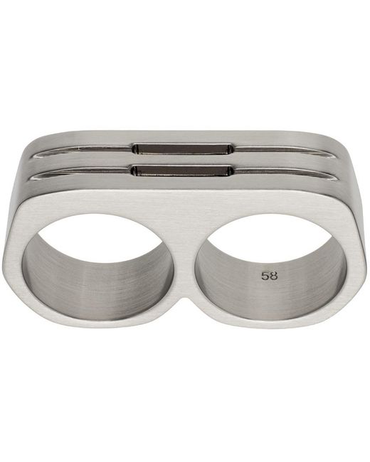 Rick Owens Black Silver Double Grill Ring