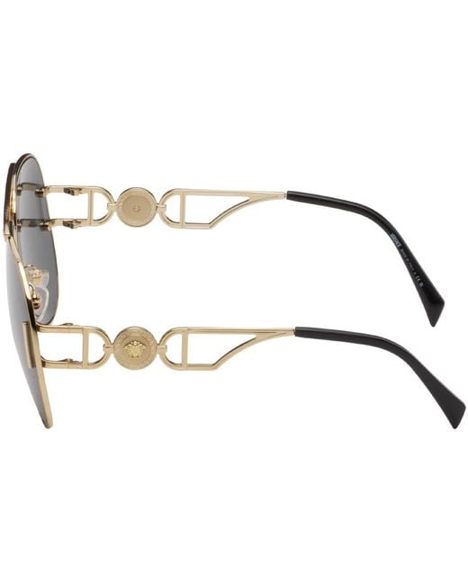 Versace Black Gold Medusa Pilot biggie Sunglasses for men