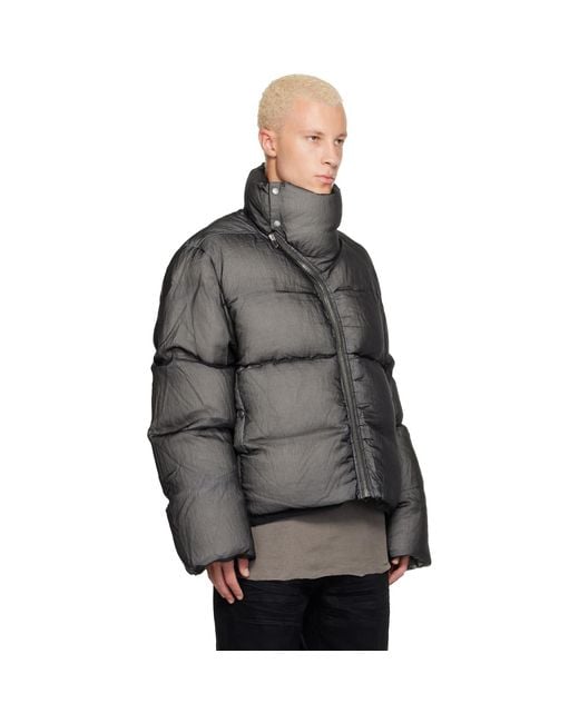 Rick Owens Gray Tower Turtle Down Jacket for men