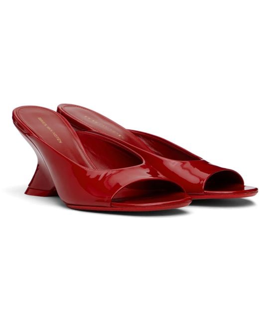 Dries Van Noten レッド オープントゥ レザー ミュール Red