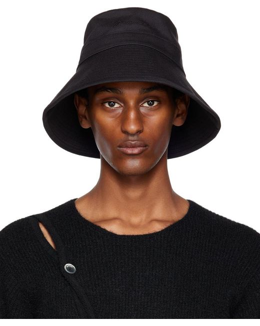 Jacquemus Cotton 'le Bob Linu' Bucket Hat in Black for Men | Lyst UK
