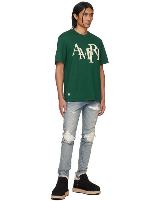 Amiri Green staggered T-shirt for men