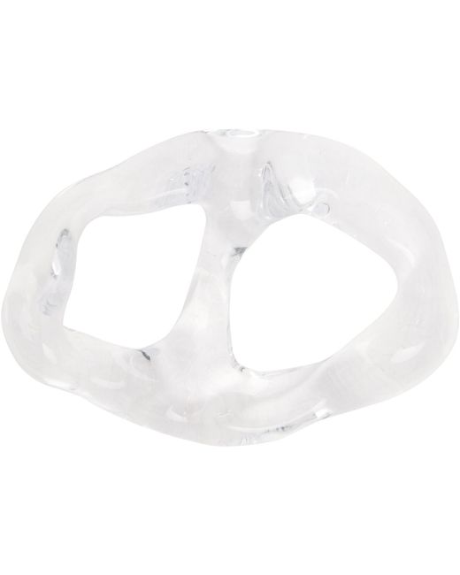 Homme Plissé Issey Miyake White Transparent Crystalline Stole Buckle Tie Bar for men
