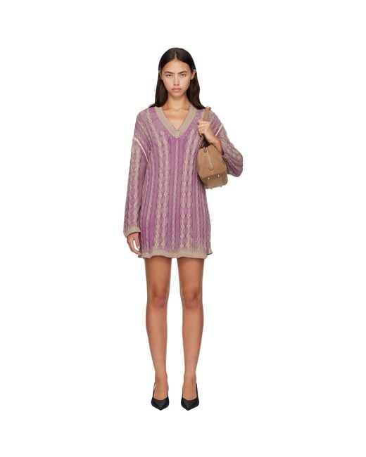 DIESEL Purple Khaki Sweater Minidress