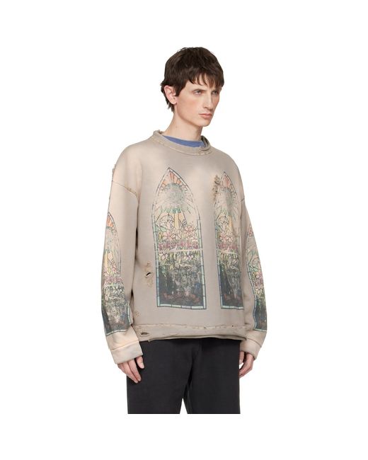 Who Decides War Natural Taupe Faded Sweatshirt for men