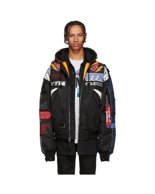 Vetements Black And Navy Alpha Industries Edition Racing Bomber Jacket for men