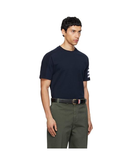 Thom Browne Black Milano Cotton-Bar T-Shirt for men