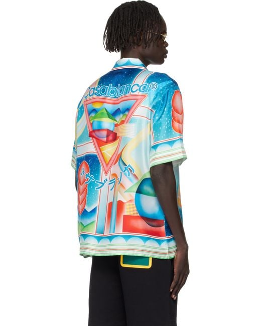 Chemise À Manches Courtes Multicolore En Soie À Imprimé Casablanca pour homme en coloris Blue