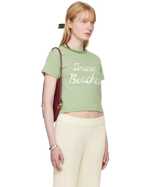 T-shirt 'truro' vert et blanc cassé à rayures Bode en coloris Green