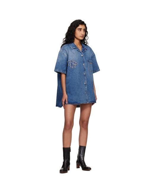 Off-White c/o Virgil Abloh Blue Royal Patch Denim Minidress