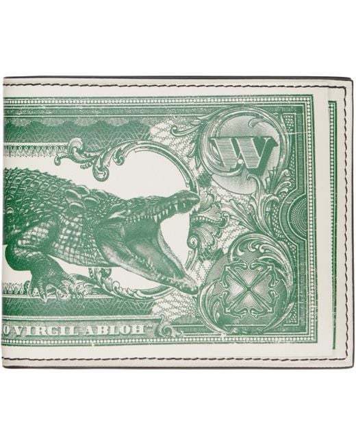 OFF-WHITE オフホワイト　WALLET Virgil abroh Off-White c/o Virgil Abloh Off Currency Bifold Wallet in Green for