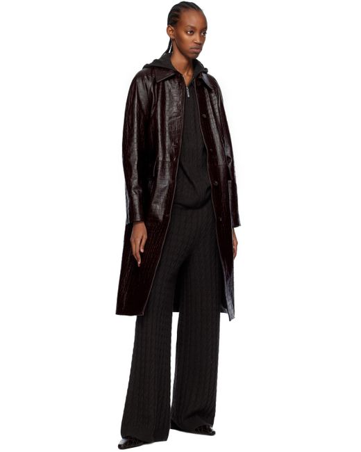 Totême  Black Croc-effect Leather Coat
