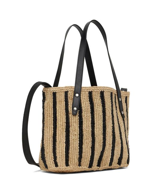 Rag & Bone Brown Small Striped Straw Tote