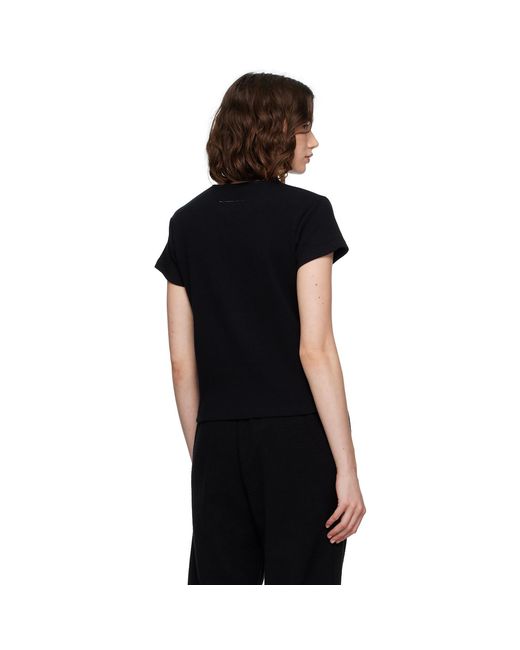 MM6 by Maison Margiela Black Ribbed T-Shirt