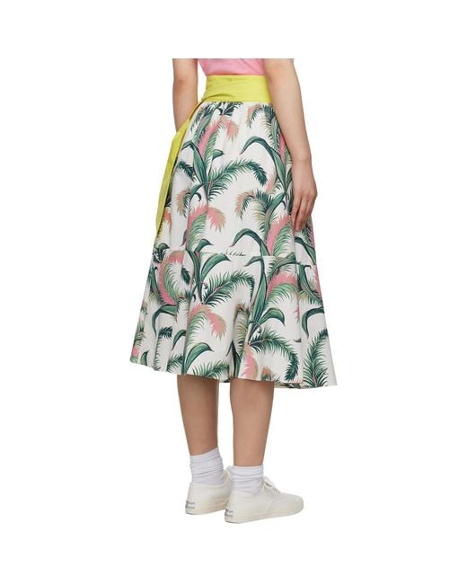 Maison Kitsuné Green Multicolor Hotel Olympia Edition Palm Frond Midi Skirt