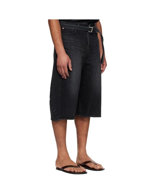 Sacai Black Faded Denim Shorts for men