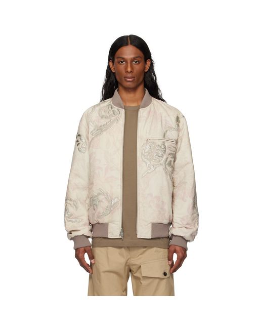 Dries Van Noten Natural Off- & Floral Reversible Bomber Jacket for men