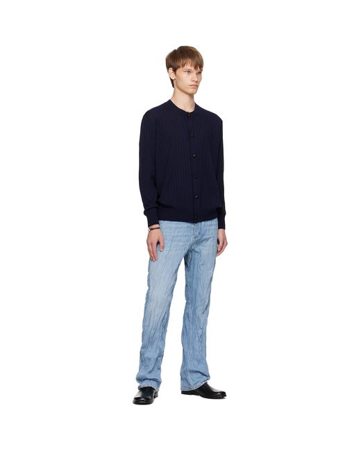 Bottega Veneta Blue Wool Rib Cardigan for men