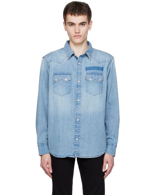 Levi's Blue Sawtooth Relaxed Fit Western Shirt for men