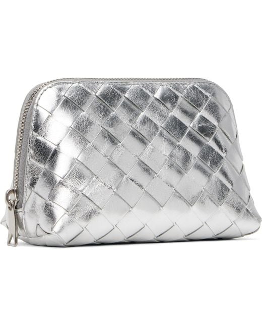 Bottega Veneta Metallic Intrecciato Small Half-Moon Beauty Pouch