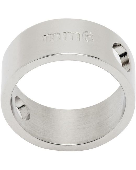 MM6 by Maison Martin Margiela Metallic Silver Circle Hole Ring for men