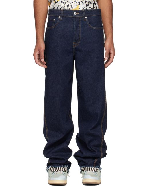 Lanvin Blue Indigo Twisted Jeans for men