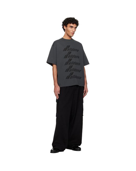 we11done Black Front Logo T-Shirt for men