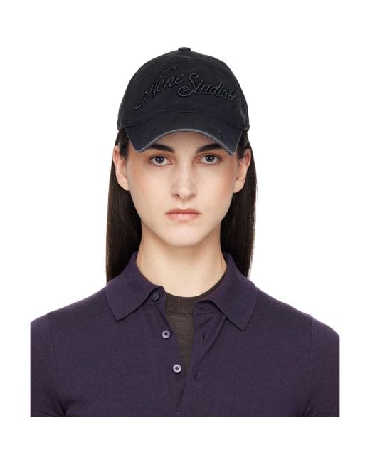 Acne Black Embroidered Logo Cap