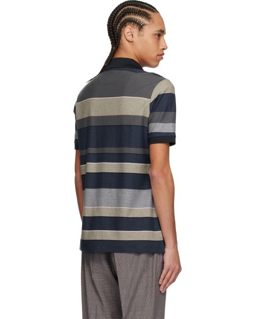メンズ Paul Smith マルチカラー コットン ボーダー ニットポロシャツ Black
