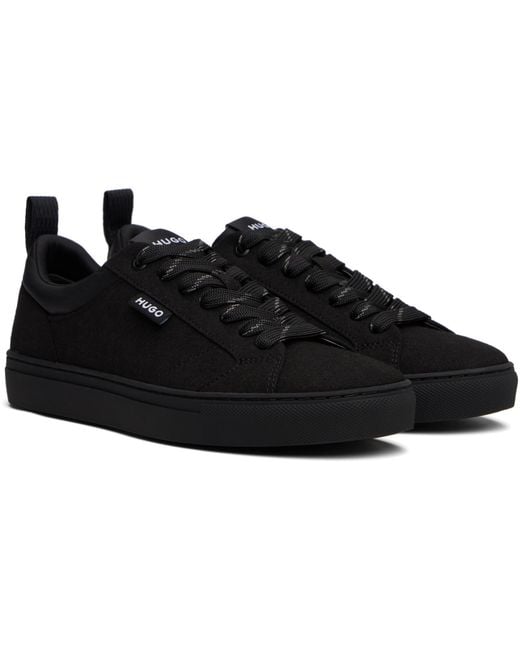 HUGO Black Logo Patch Sneakers for men