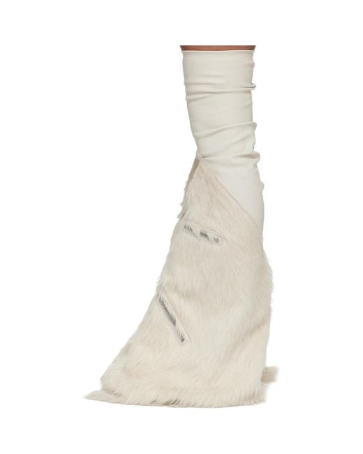 Rick Owens Natural Off- Temple Cargo Fetish Sneaks Tall Boots