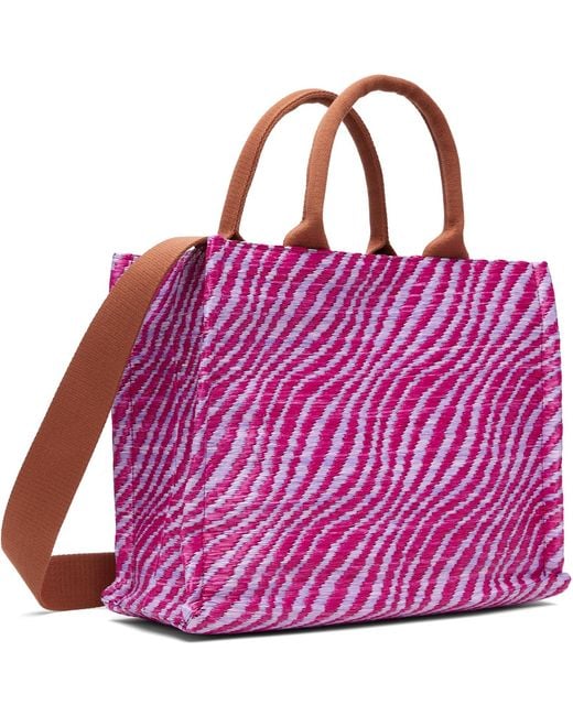 Marni Purple Raffia-Effect Small Tote