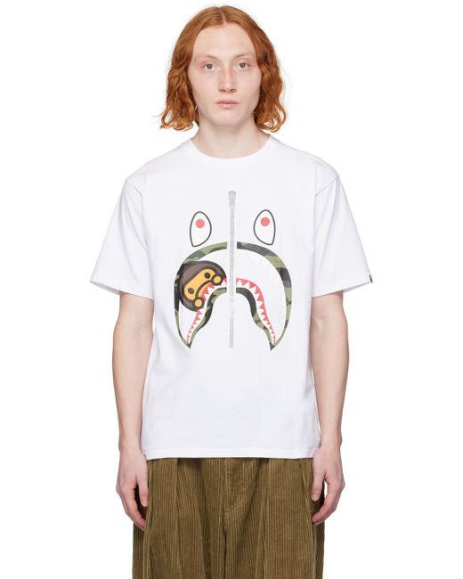 A Bathing Ape White 1st Camo Milo Shark T-shirt for men