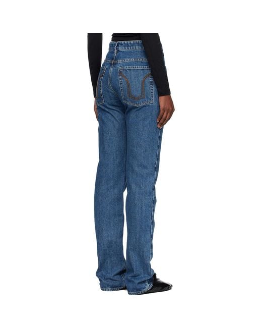Jil Sander Blue Diagonal Cotton Denim Jeans