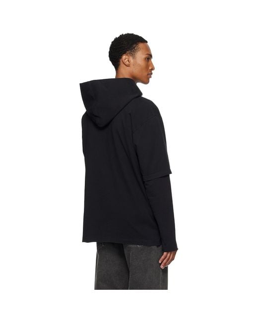 MM6 by Maison Margiela Black Printed Hoodie for men