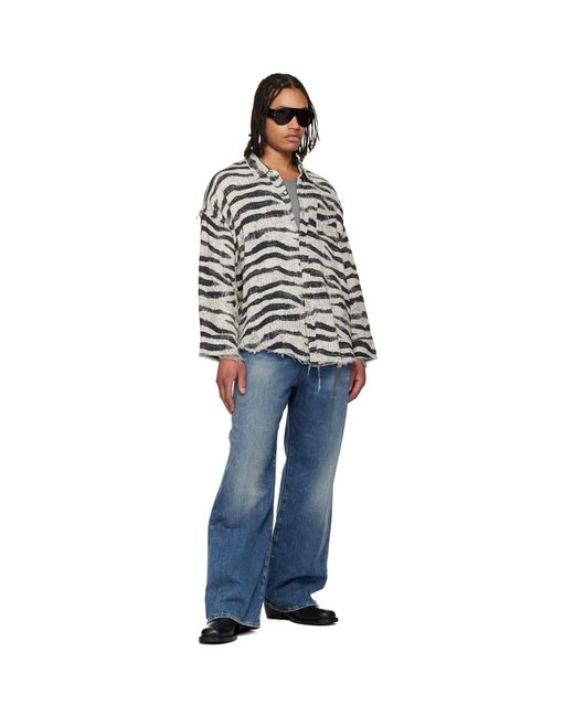 R13 Black Shredded Seam Drop Neck Shirt for men