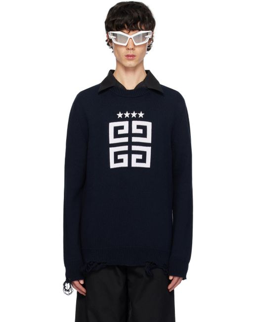 Givenchy Blue Navy 4g Stars Sweater for men