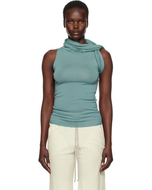 Rick Owens Blue Hollywood Banded Tank Top