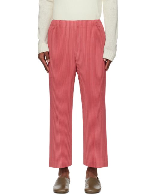 Homme Plissé Issey Miyake Red Monthly Color April Trousers for men