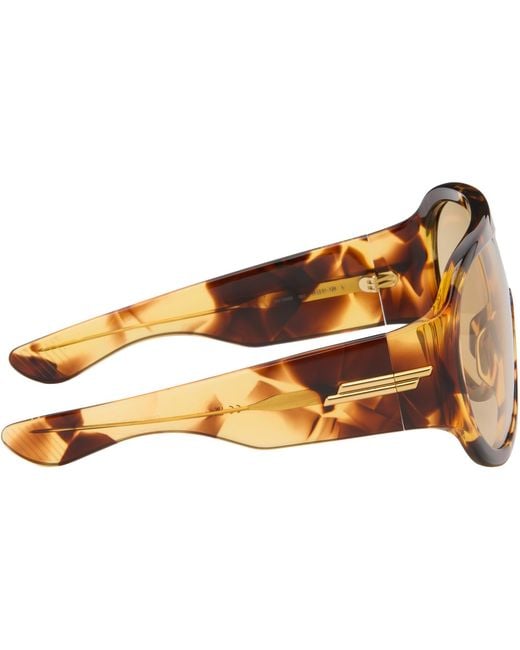 Bottega Veneta Brown Scudo Shield Sunglasses