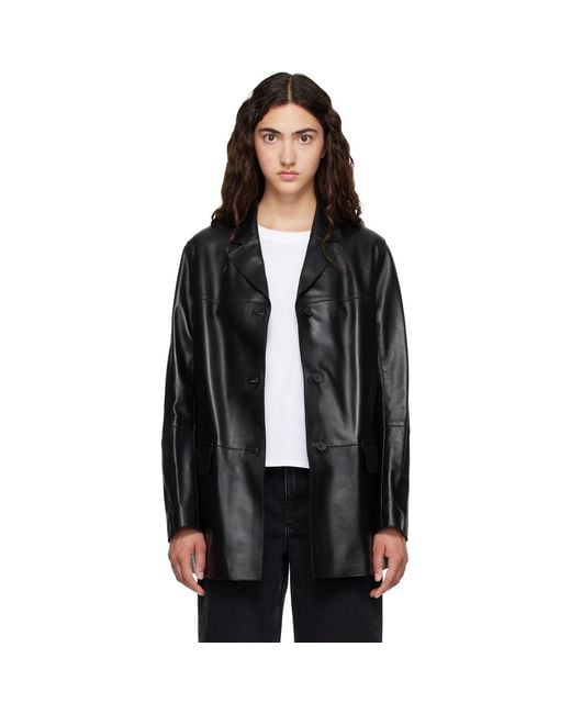 Loulou de Saison Black Nari Straight Leather Jacket