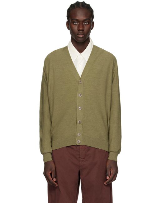 Lemaire Green Khaki Twisted Cardigan for men