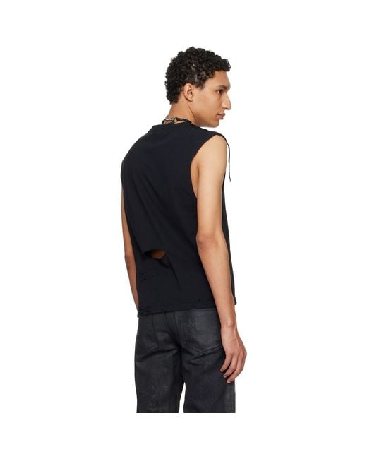 HYACYN Black Eet 'Die Raeuber' Cotton Distressed Tank Top for men