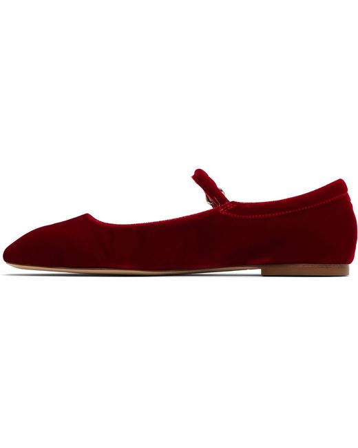 Aeyde Black Burgundy Uma Velvet Mary-Jane Flats