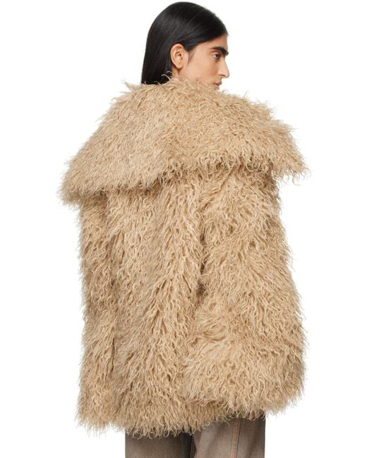 Eckhaus Latta Natural Shawl Lapel Faux-Fur Coat